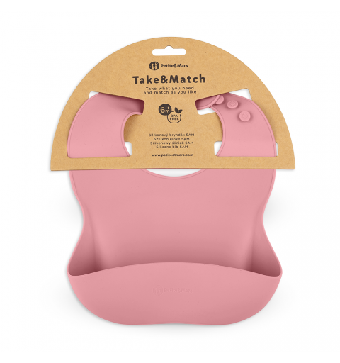 Petite& Mars Take&Match - śliniak silikonowy 6m+ | Dusty Rose